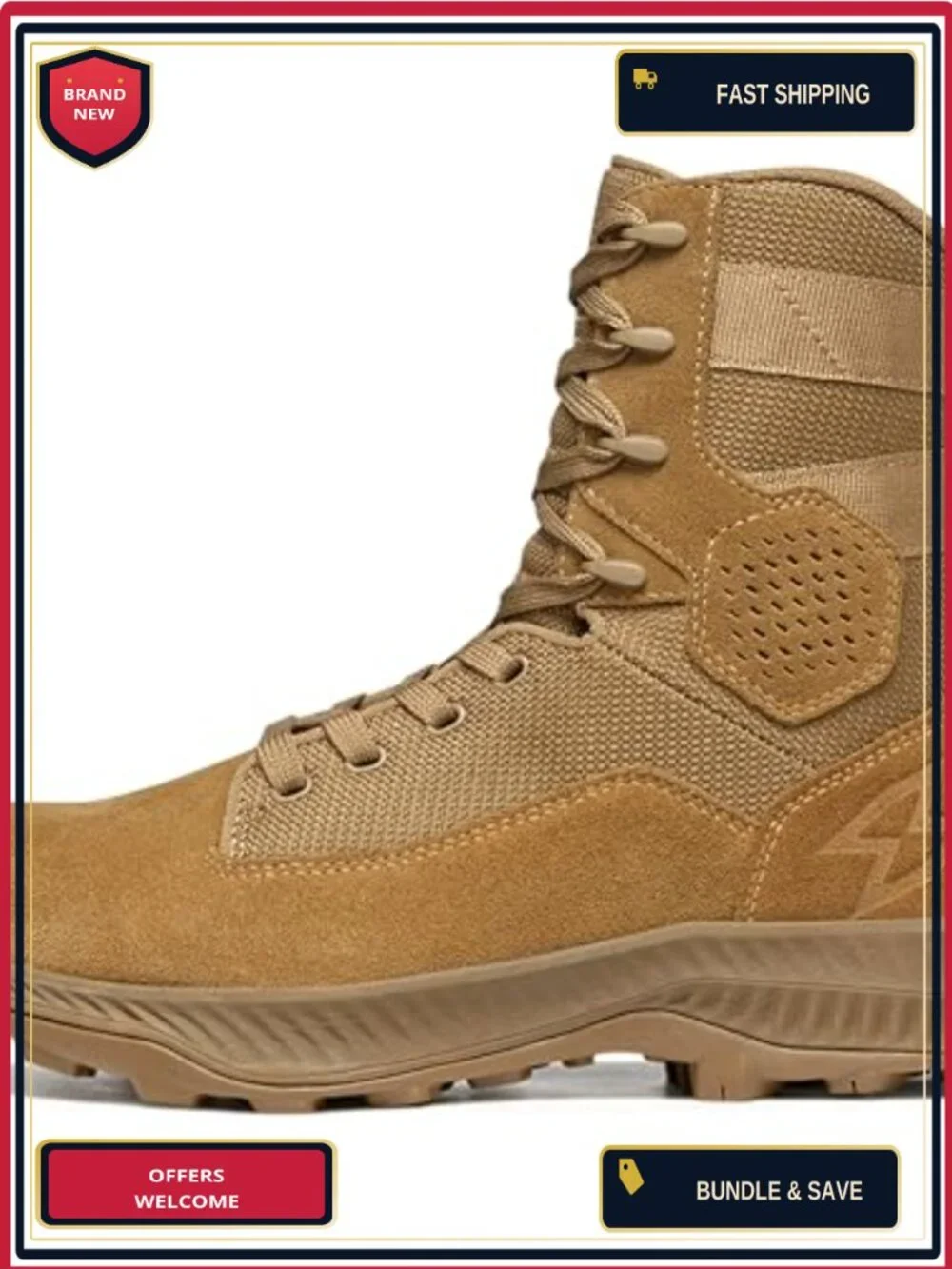 Tactical Suede Leather Combat Boots AR670-1 Compliant Lightweight Breathable